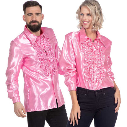 Wilbers & Wilbers Rouches Overhemd Satijn Roze
