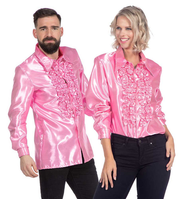 Wilbers & Wilbers Rouches Overhemd Satijn Roze