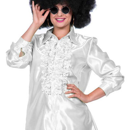 Wilbers & Wilbers Rouches Overhemd Satijn Wit