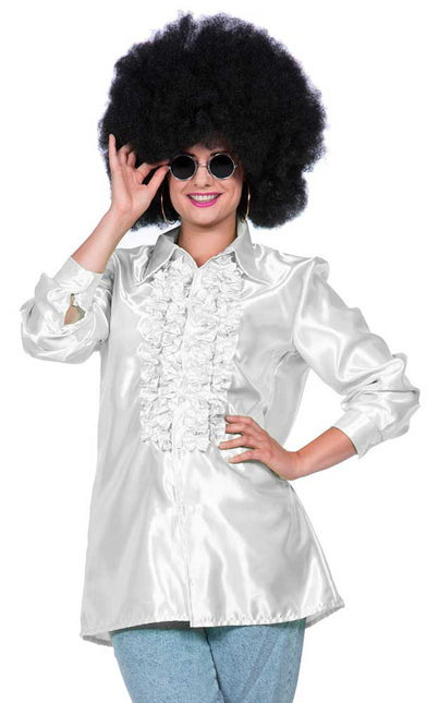 Wilbers & Wilbers Rouches Overhemd Satijn Wit