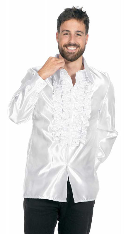 Wilbers & Wilbers Rouches Overhemd Satijn Wit