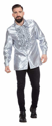 Wilbers & Wilbers Rouches Overhemd Satijn Zilver