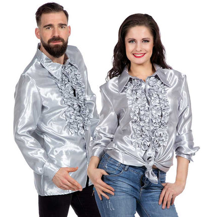 Wilbers & Wilbers Rouches Overhemd Satijn Zilver