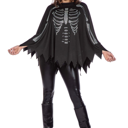 Wilbers & Wilbers Skelet Poncho Dames Met Strass Steentjes