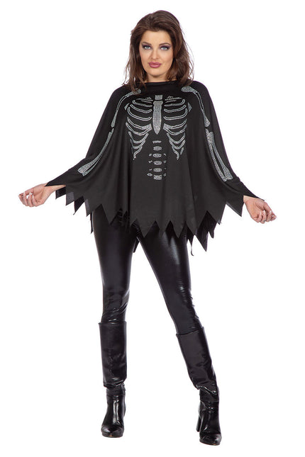 Wilbers & Wilbers Skelet Poncho Dames Met Strass Steentjes