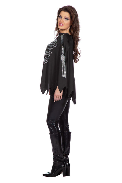 Wilbers & Wilbers Skelet Poncho Dames Met Strass Steentjes