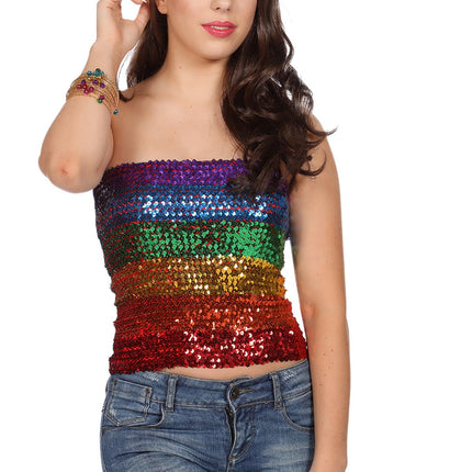 Wilbers & Wilbers Topje / Rokje Pailletten Regenboog