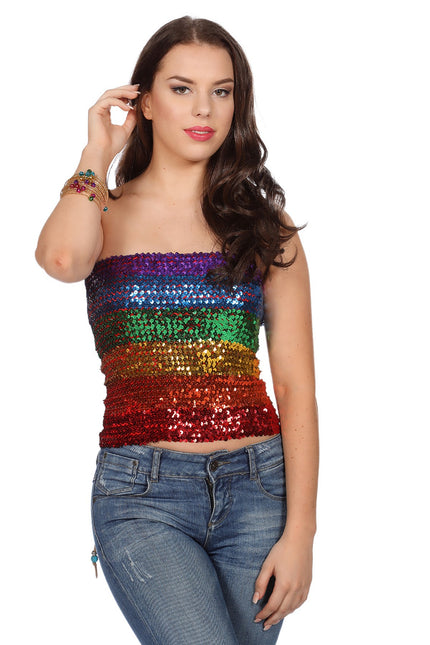 Wilbers & Wilbers Topje / Rokje Pailletten Regenboog