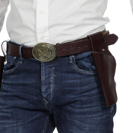 Wilbers & Wilbers Western Holster Dubbel Met Riem Bruin