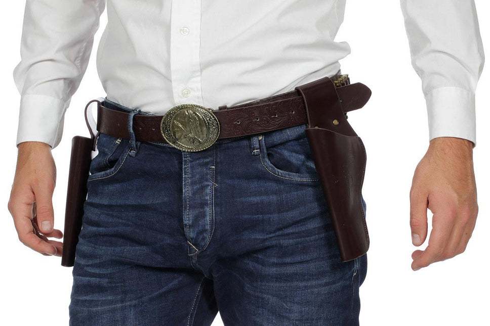 Wilbers & Wilbers Western Holster Dubbel Met Riem Bruin