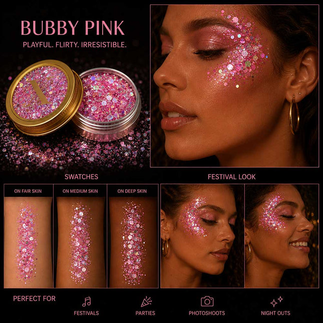 X-sins Bubby Pink Gezicht en Body Glitters