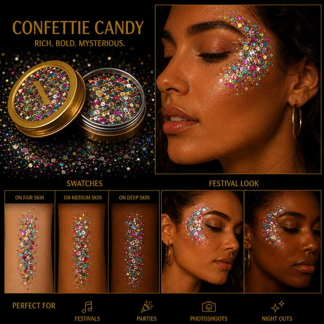 X-sins Confettie Candy Gezicht en Body Glitters 25 ml