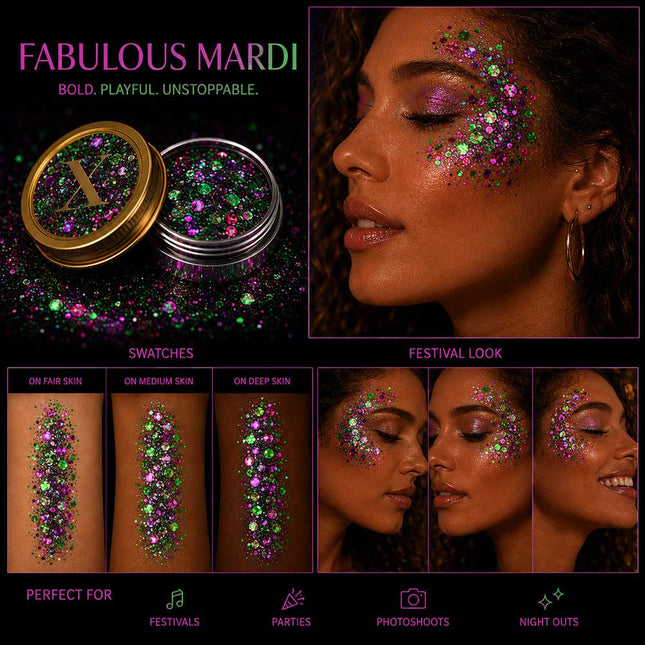 X-sins Fabulous Mardi Gezicht en Body Glitters