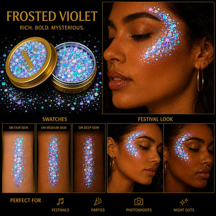 X-sins Frosted Violet Gezicht en Body Glitters 25 ml