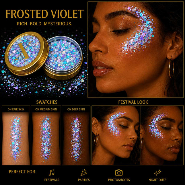 X-sins Frosted Violet Gezicht en Body Glitters 25 ml