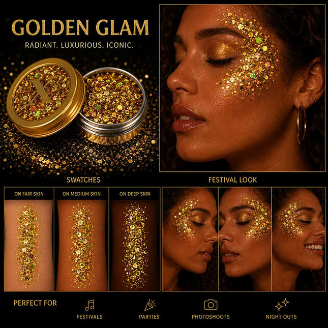 X-sins Golden Glam Gezicht en Body Glitters