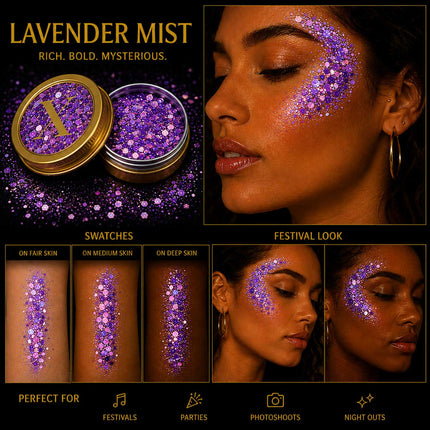 X-sins Lavender Mist Gezicht en Body Glitters 25 ml