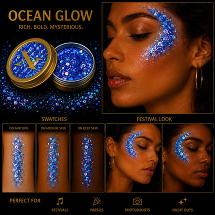 X-sins Ocean Glow Gezicht en Body Glitters 25 ml