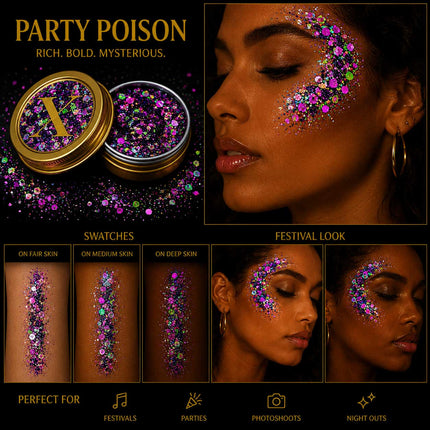 X-sins Party Poison Gezicht en Body Glitters 25 ml