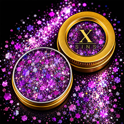 X-sins Pearly Purple Gezicht en Body Glitters 25 ml