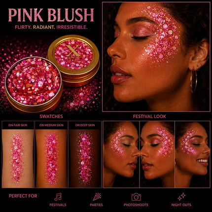 X-sins Pink Blush Gezicht en Body Glitters 25 ml