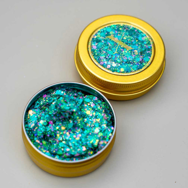 X-sins Turquoise Glow Gezicht en Body Glitters