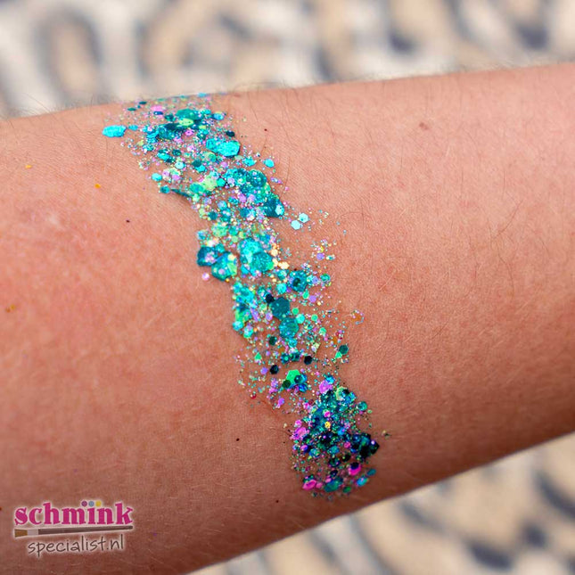 X-sins Turquoise Glow Gezicht en Body Glitters