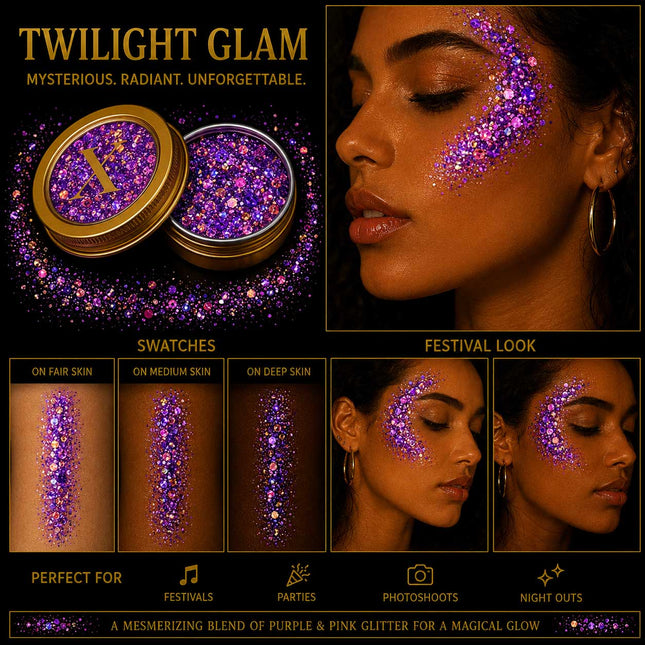 X-sins Twilight Glam Gezicht en Body Glitters 25 ml