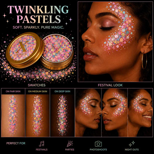 X-sins Twinkling Pastels Gezicht en Body Glitters
